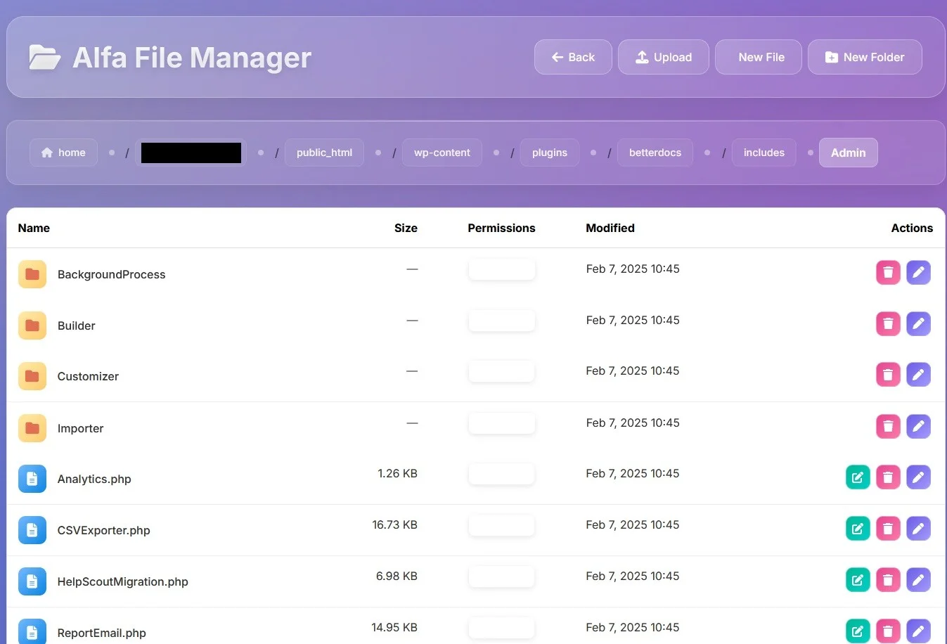 Alfa File Manager Hidden — PHP Shell preview for security testing. Version v1.0, file size 116.