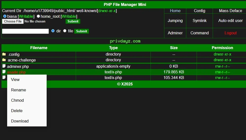 Php Hidden File Manager Mini Symlink — Bypass Shell preview for security testing. Version v1.0, file size 111.