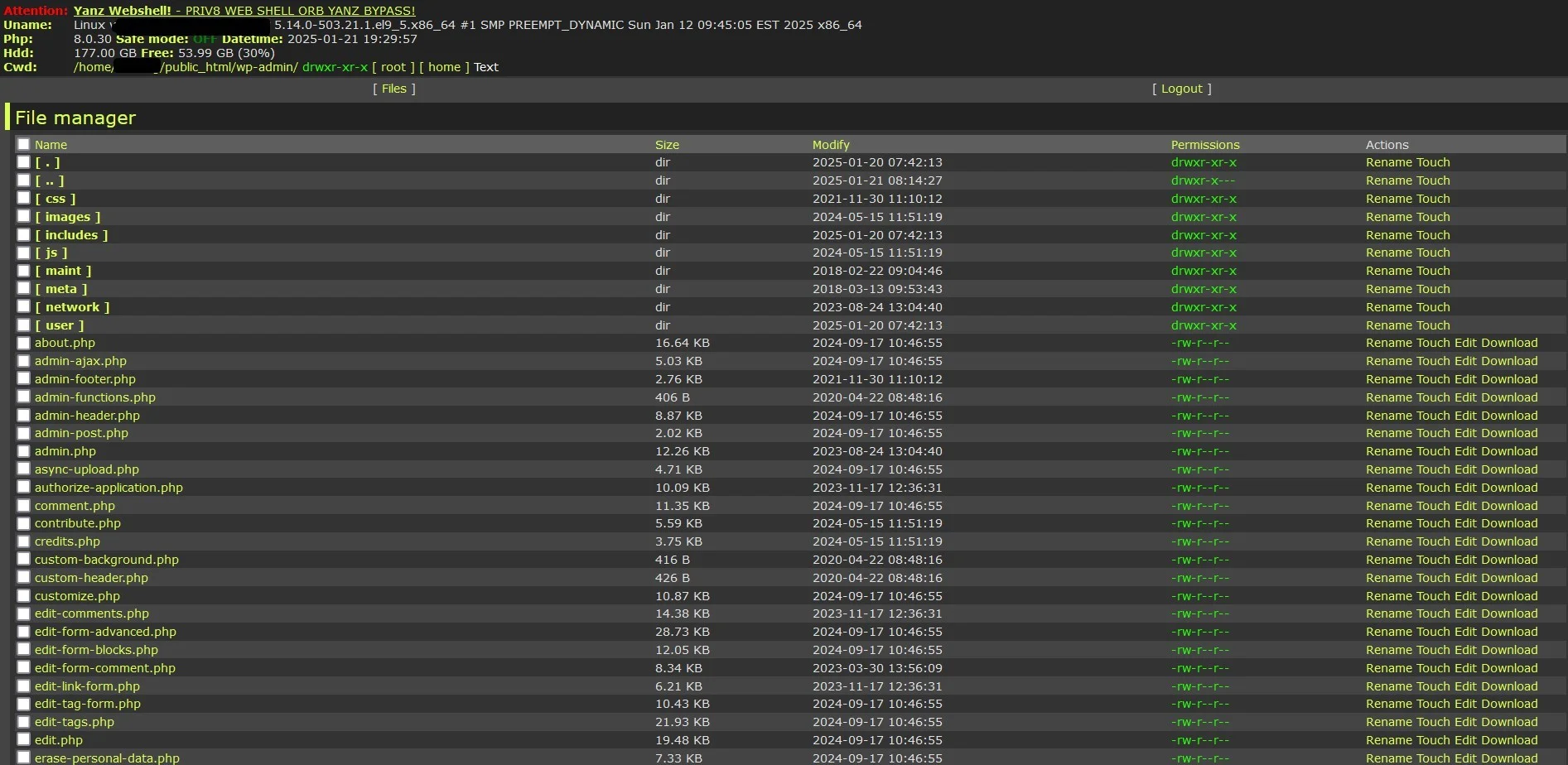 Yanz Wso Priv8 Bypass Shell — Bypass Shell preview for security testing. Version v1.0, file size 105.